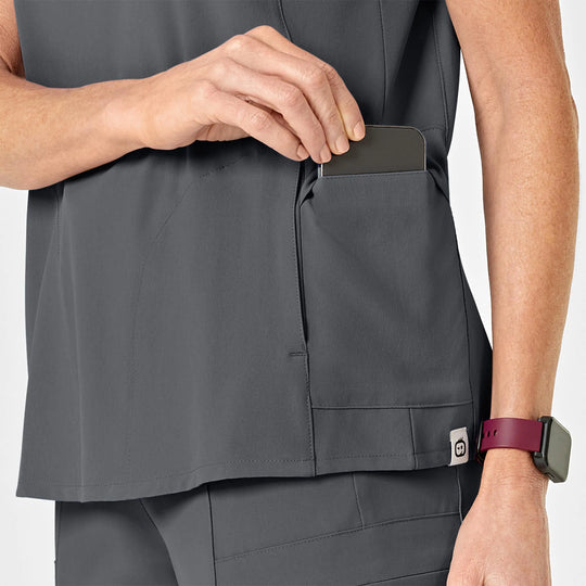 Wink Scrubs Women's RENEW Mock Wrap Scrub Top Pewter | scrub-supply.com