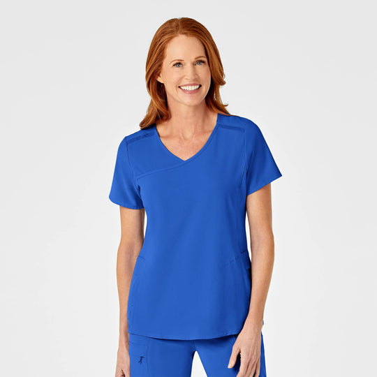 Wink Scrubs Women's RENEW Mock Wrap Scrub Top Royal Blue | scrub-supply.com