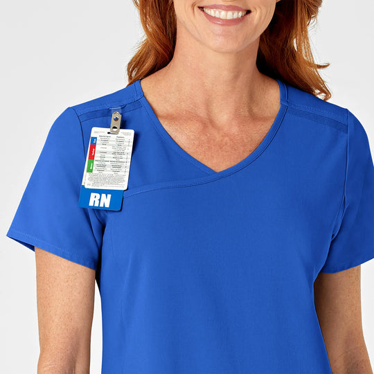 Wink Scrubs Women's RENEW Mock Wrap Scrub Top Royal Blue | scrub-supply.com