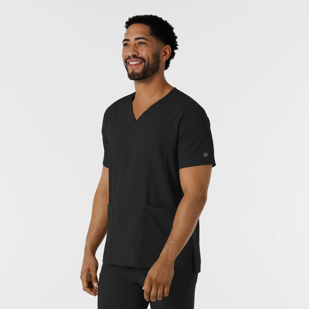 Wink Scrubs Men's Multi Pocket V-Neck Scrub Top Black | scrub-supply.com