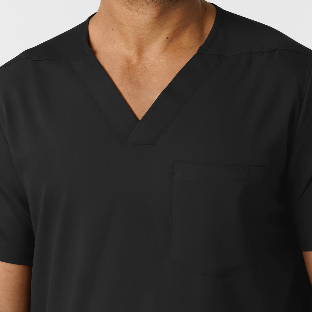 Wink Scrubs Men's Multi Pocket V-Neck Scrub Top Black | scrub-supply.com