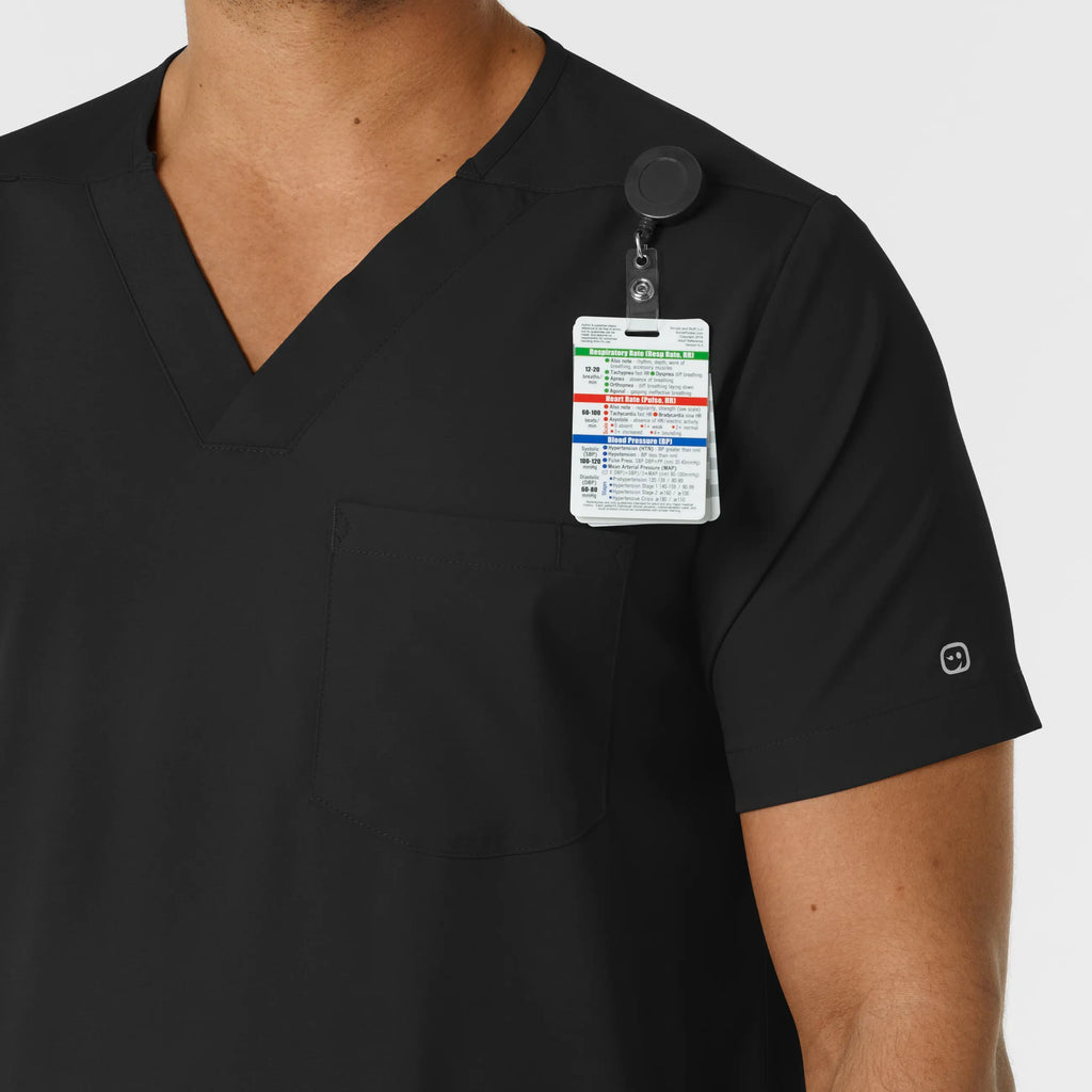 Wink Scrubs Men's Multi Pocket V-Neck Scrub Top Black | scrub-supply.com