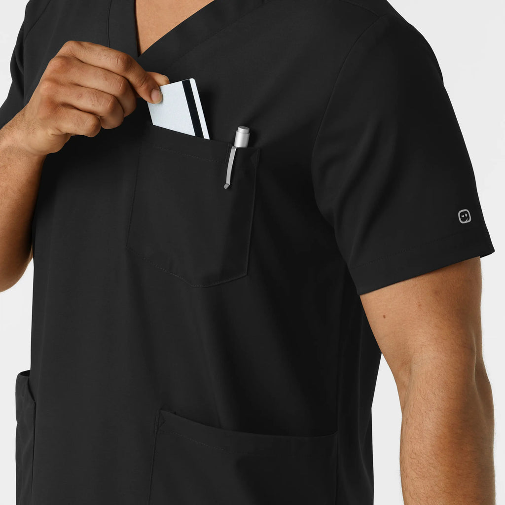 Wink Scrubs Men's Multi Pocket V-Neck Scrub Top Black | scrub-supply.com