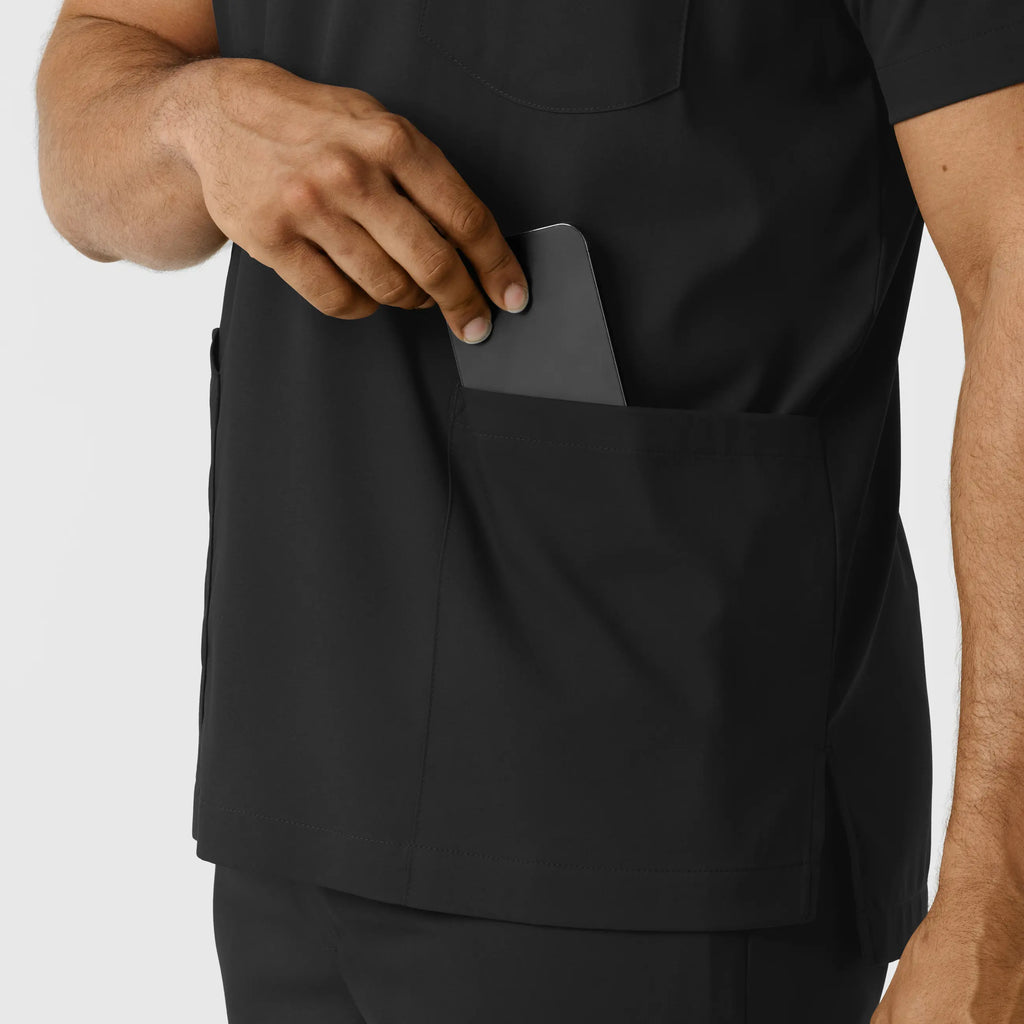 Wink Scrubs Men's Multi Pocket V-Neck Scrub Top Black | scrub-supply.com