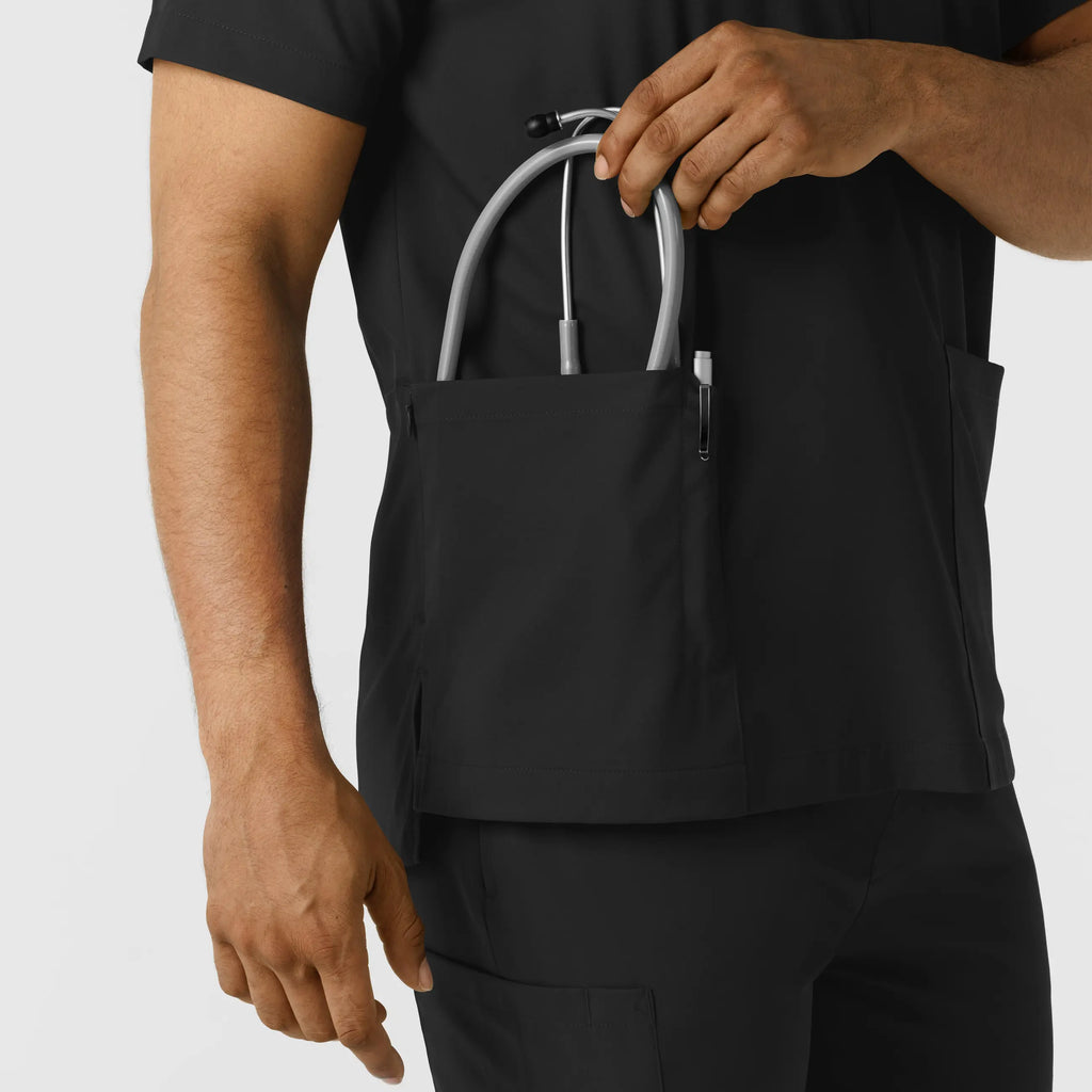 Wink Scrubs Men's Multi Pocket V-Neck Scrub Top Black | scrub-supply.com