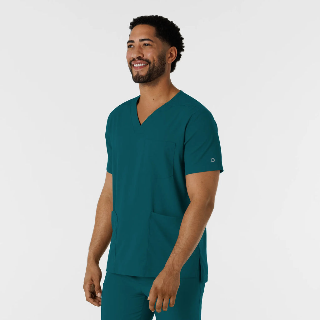 Wink Scrubs Men's Multi Pocket V-Neck Scrub Top Caribbean Blue | scrub-supply.com