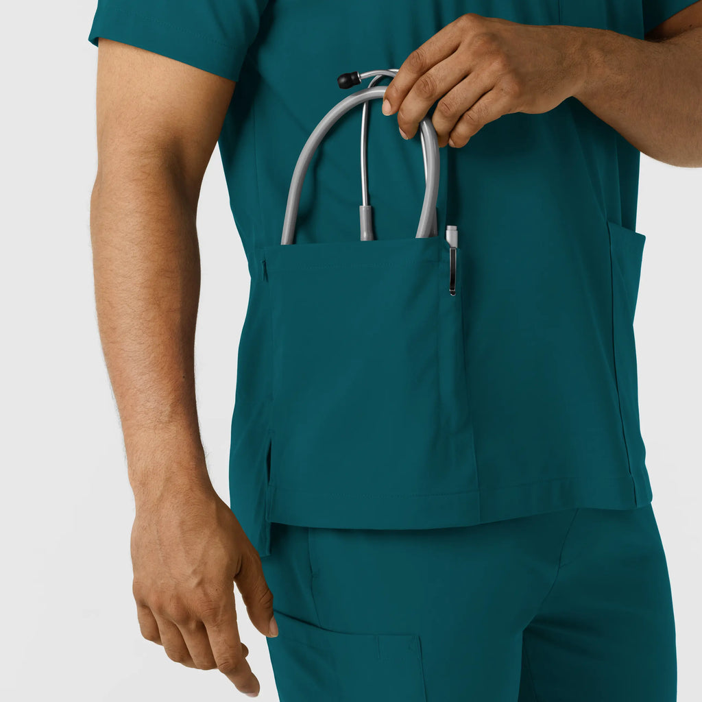 Wink Scrubs Men's Multi Pocket V-Neck Scrub Top Caribbean Blue | scrub-supply.com