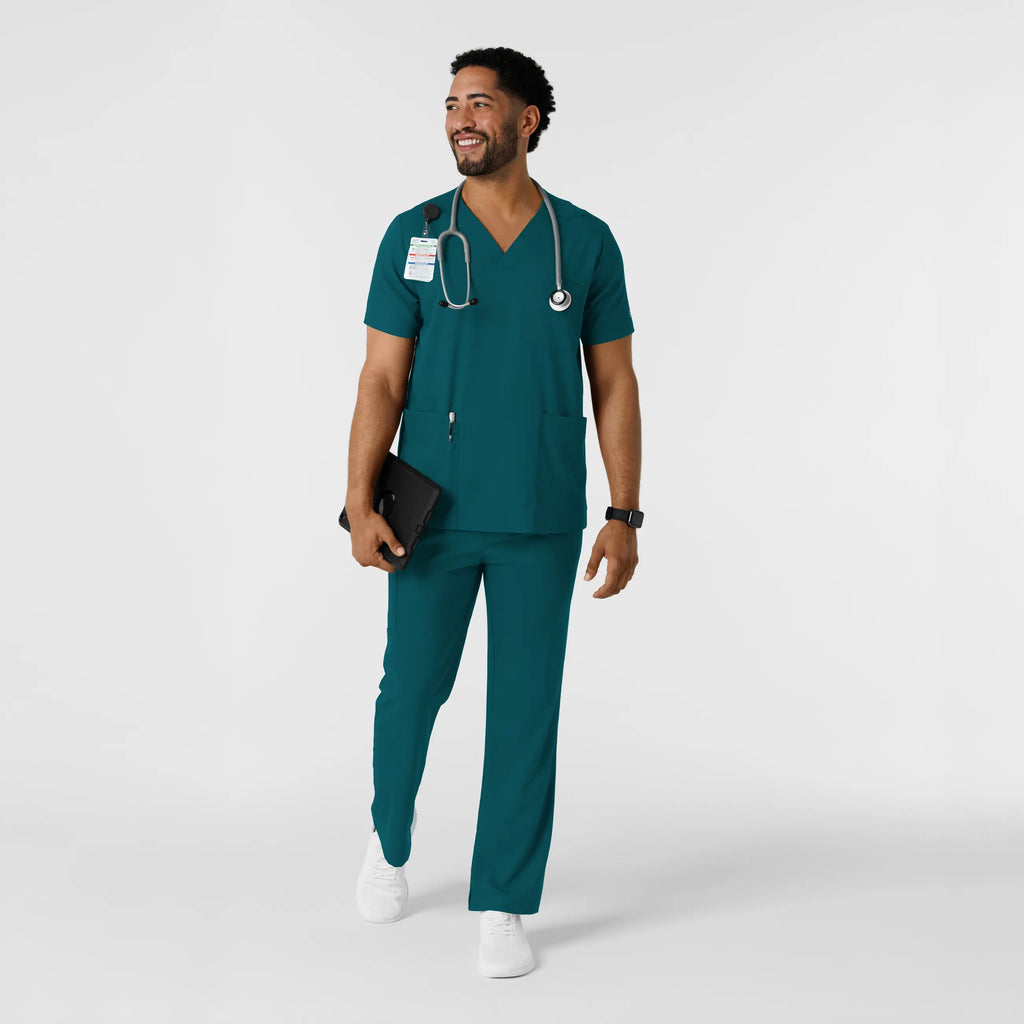 Wink Scrubs Men's Multi Pocket V-Neck Scrub Top Caribbean Blue | scrub-supply.com