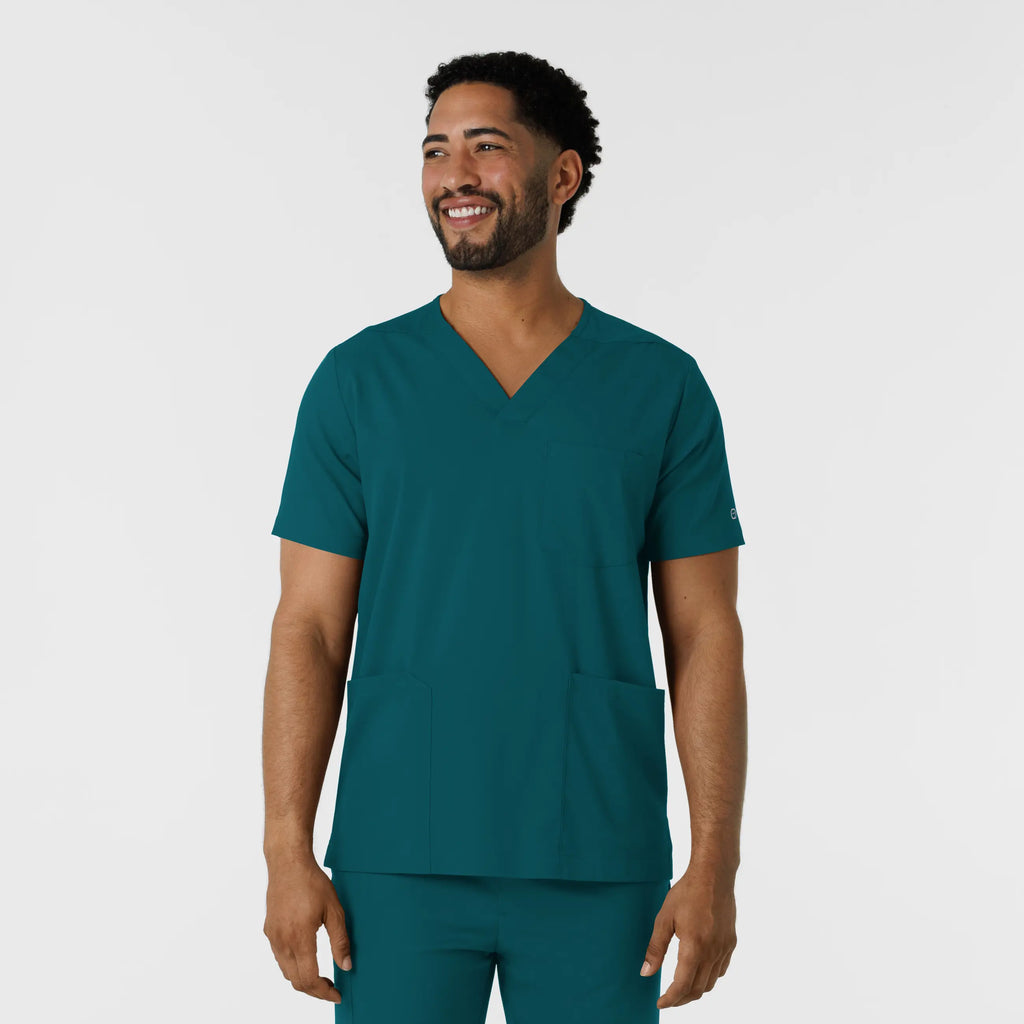 Wink Scrubs Men's Multi Pocket V-Neck Scrub Top Caribbean Blue | scrub-supply.com