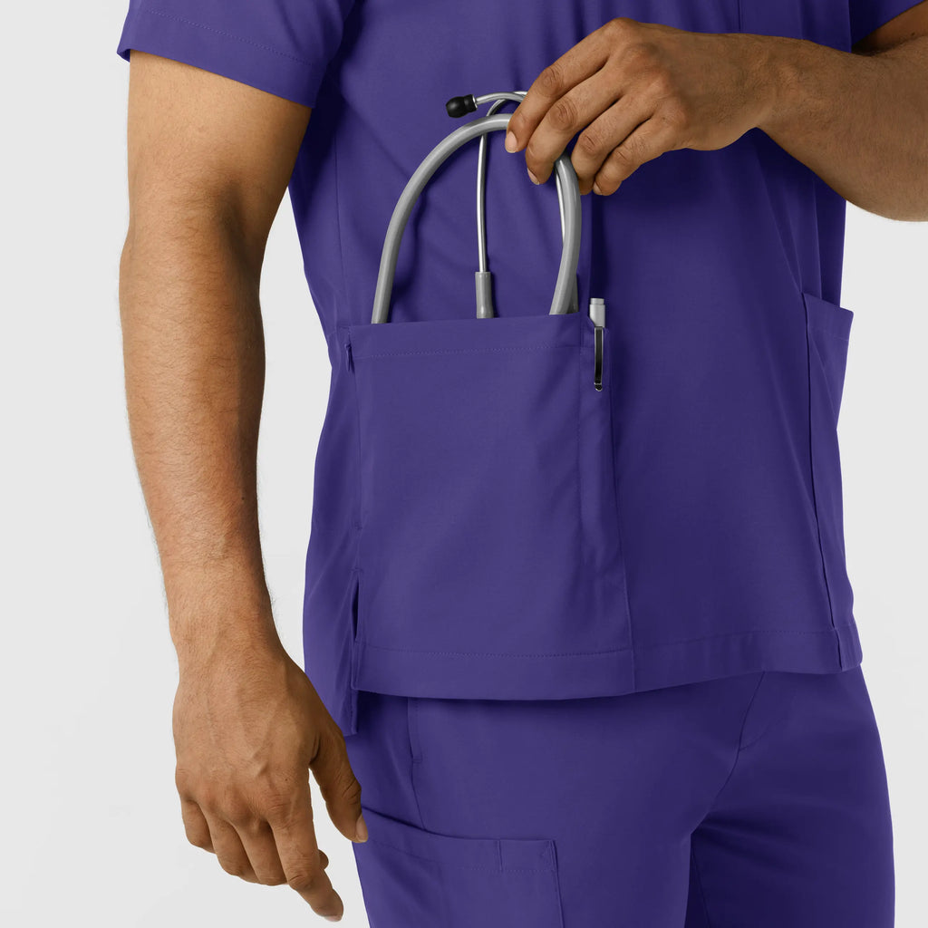 Wink Scrubs Men's Multi Pocket V-Neck Scrub Top Grape | scrub-supply.com