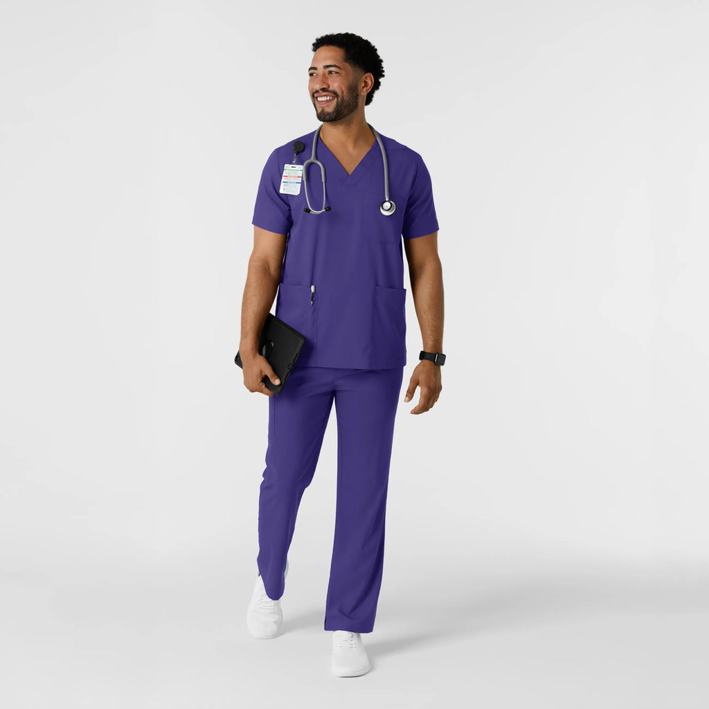 Wink Scrubs Men's Multi Pocket V-Neck Scrub Top Grape | scrub-supply.com