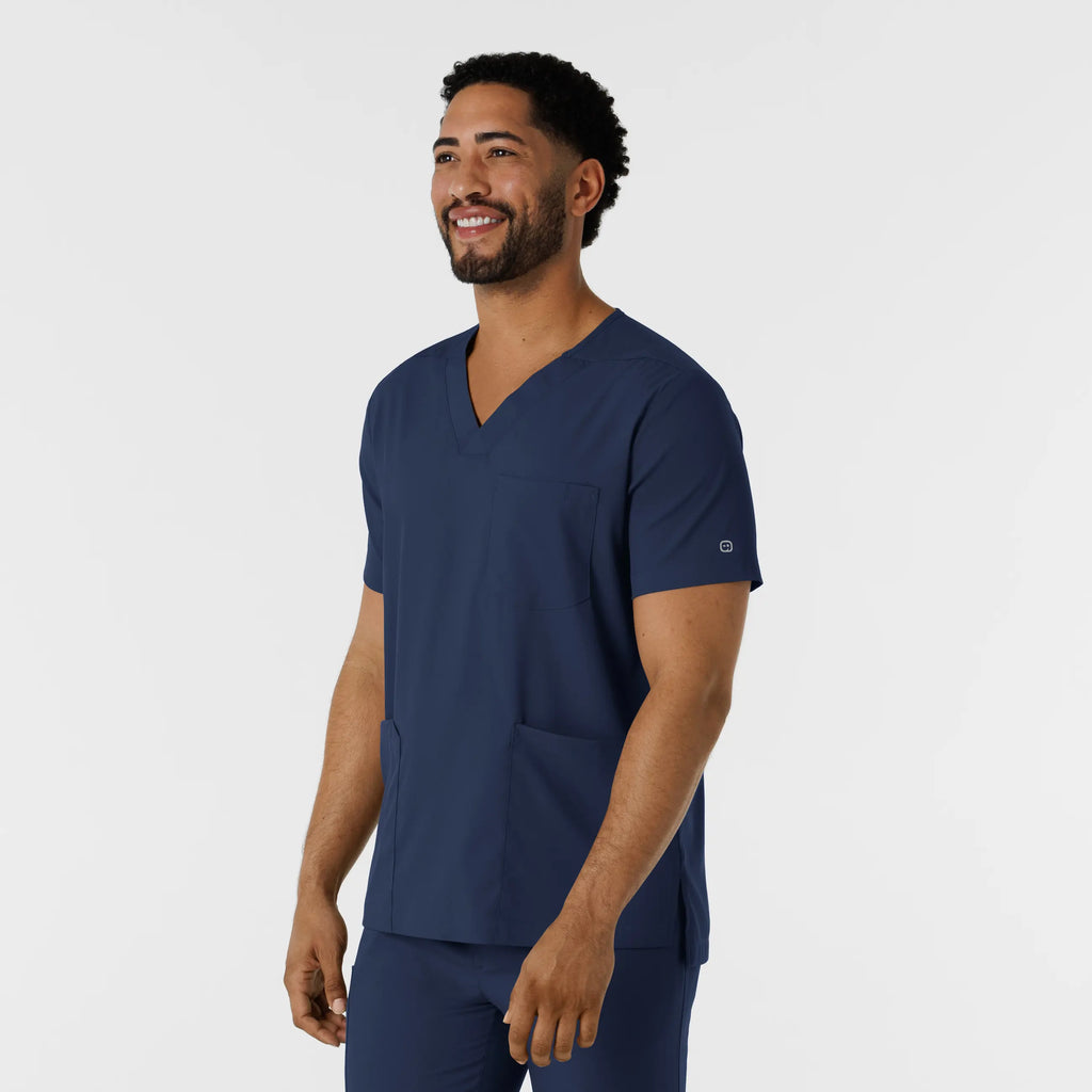 Wink Scrubs Men's Multi Pocket V-Neck Scrub Top Navy | scrub-supply.com