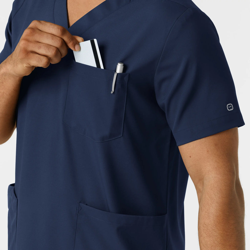 Wink Scrubs Men's Multi Pocket V-Neck Scrub Top Navy | scrub-supply.com