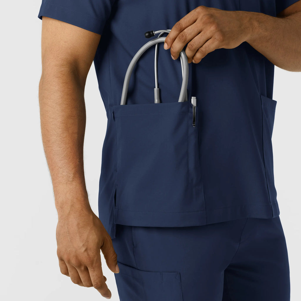 Wink Scrubs Men's Multi Pocket V-Neck Scrub Top Navy | scrub-supply.com