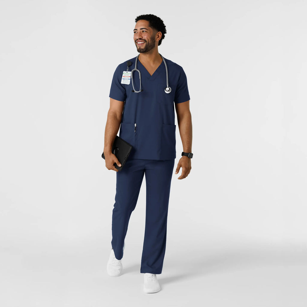 Wink Scrubs Men's Multi Pocket V-Neck Scrub Top Navy | scrub-supply.com