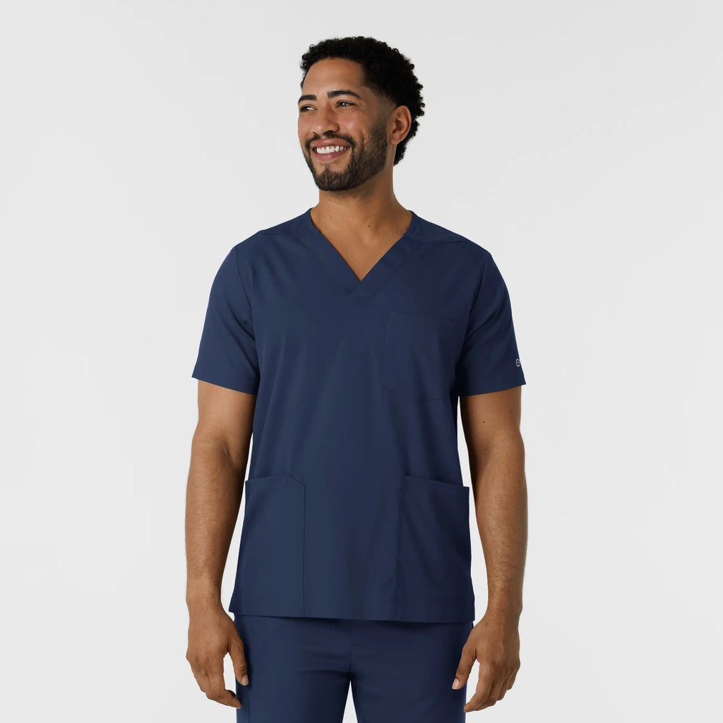 Wink Scrubs Men's Multi Pocket V-Neck Scrub Top Navy | scrub-supply.com