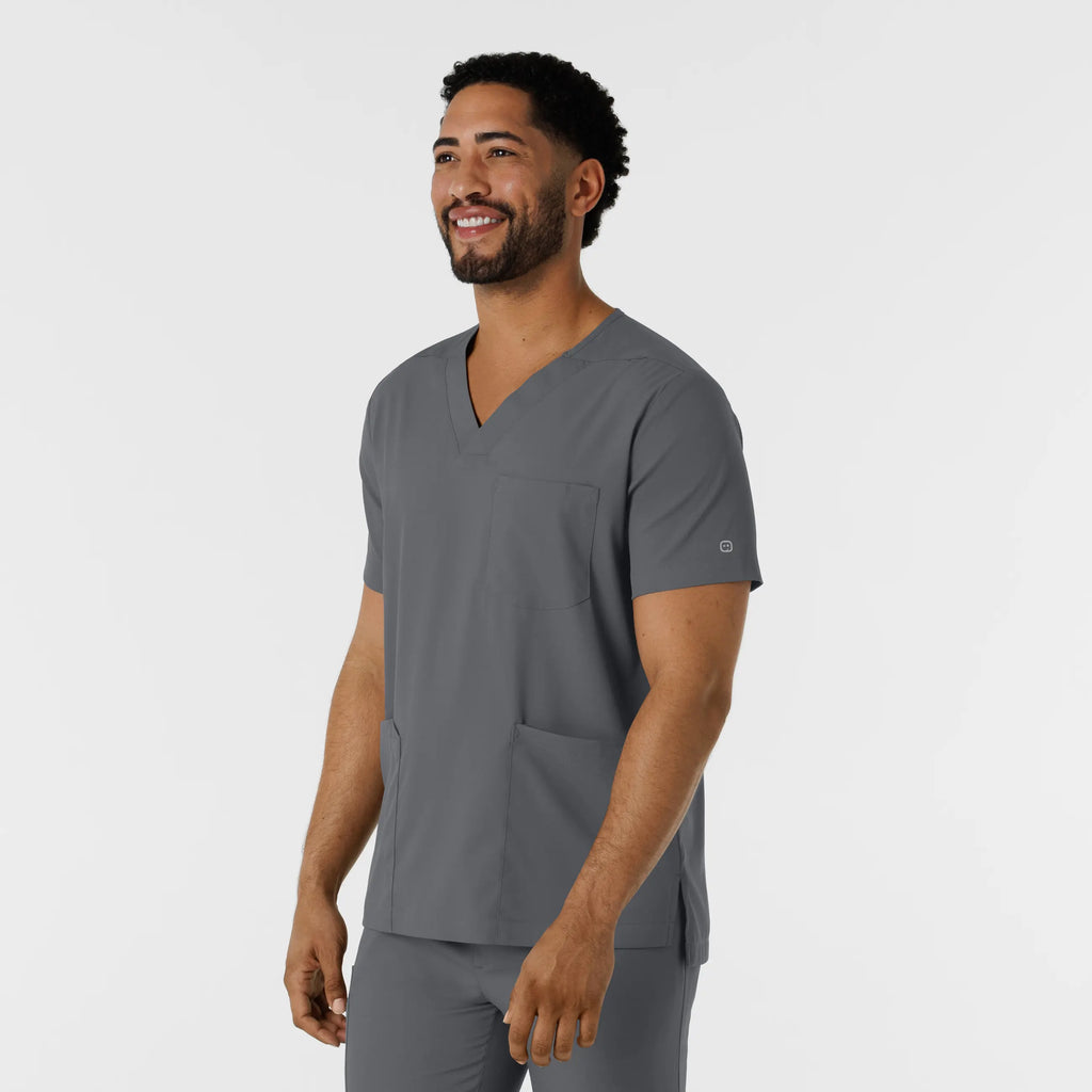 Wink Scrubs Men's Multi Pocket V-Neck Scrub Top Pewter | scrub-supply.com