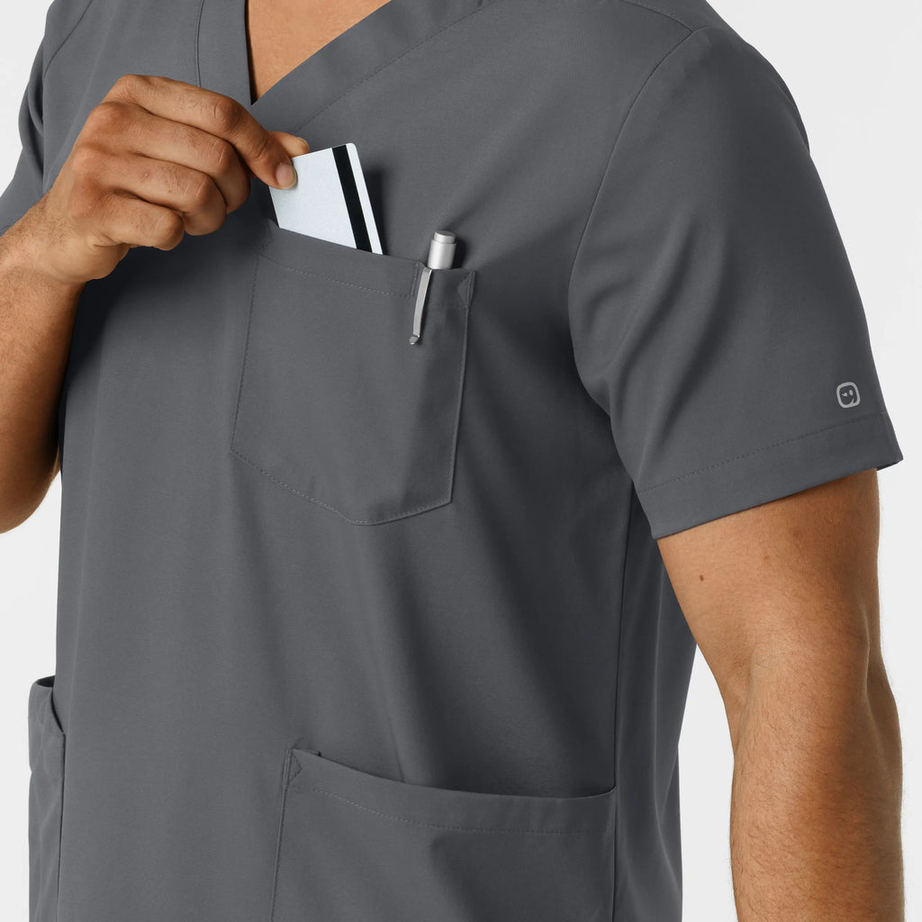 Wink Scrubs Men's Multi Pocket V-Neck Scrub Top Pewter | scrub-supply.com