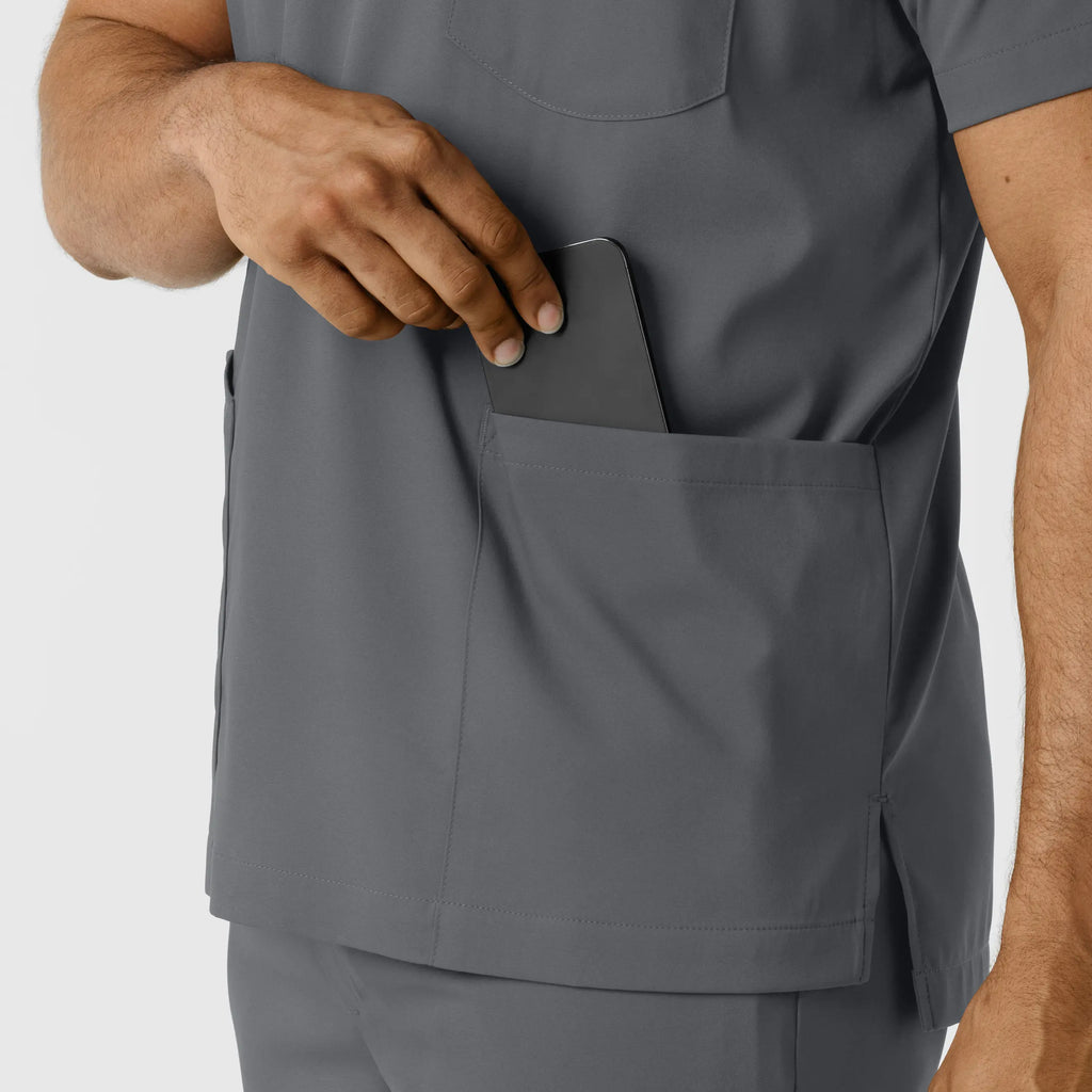 Wink Scrubs Men's Multi Pocket V-Neck Scrub Top Pewter | scrub-supply.com