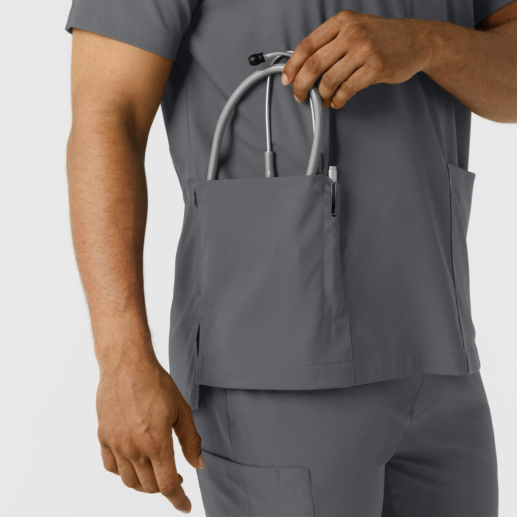 Wink Scrubs Men's Multi Pocket V-Neck Scrub Top Pewter | scrub-supply.com