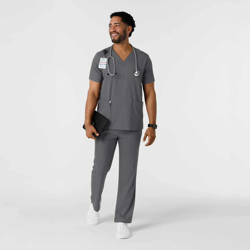 Wink Scrubs Men's Multi Pocket V-Neck Scrub Top Pewter | scrub-supply.com