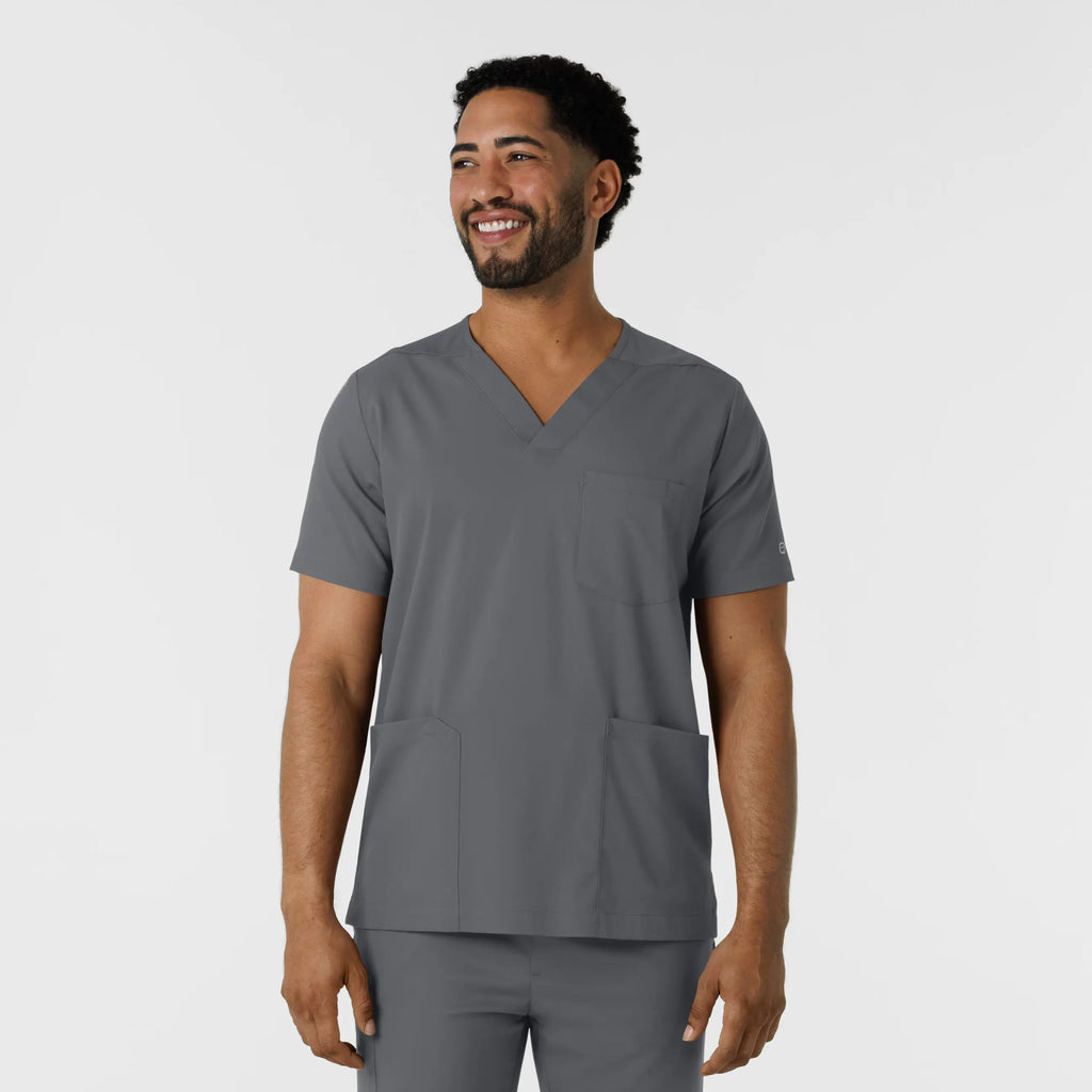 Wink Scrubs Men's Multi Pocket V-Neck Scrub Top Pewter | scrub-supply.com