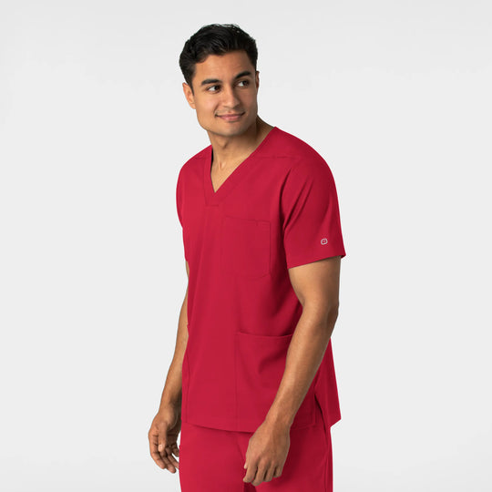 Wink Scrubs Men's Multi Pocket V-Neck Scrub Top Red | scrub-supply.com