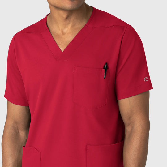 Wink Scrubs Men's Multi Pocket V-Neck Scrub Top Red | scrub-supply.com