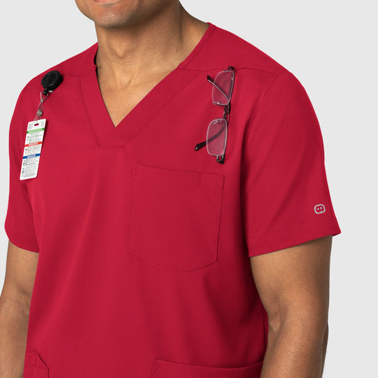 Wink Scrubs Men's Multi Pocket V-Neck Scrub Top Red | scrub-supply.com