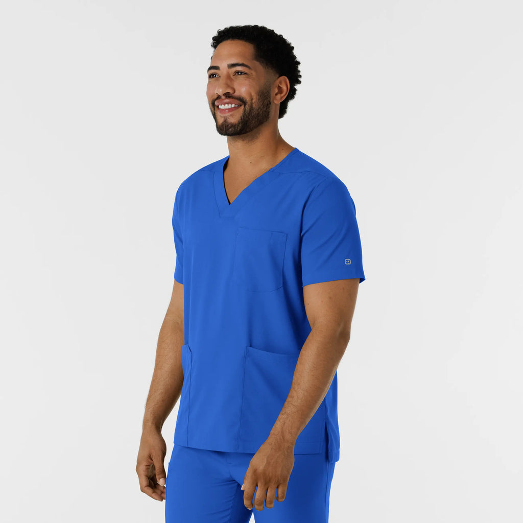 Wink Scrubs Men's Multi Pocket V-Neck Scrub Top Royal Blue | scrub-supply.com