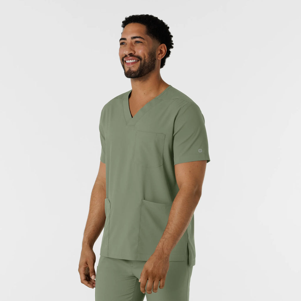 Wink Scrubs Men's Multi Pocket V-Neck Scrub Top Sage | scrub-supply.com