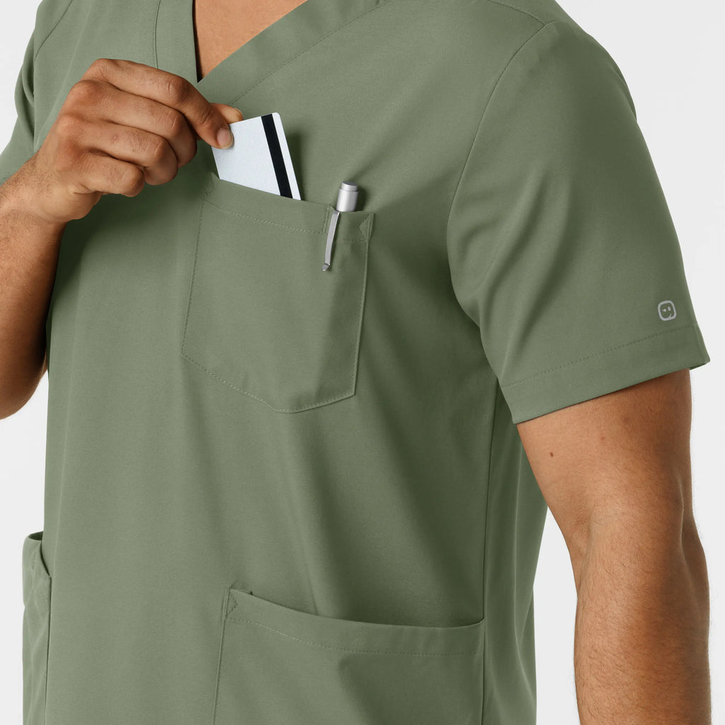 Wink Scrubs Men's Multi Pocket V-Neck Scrub Top Sage | scrub-supply.com