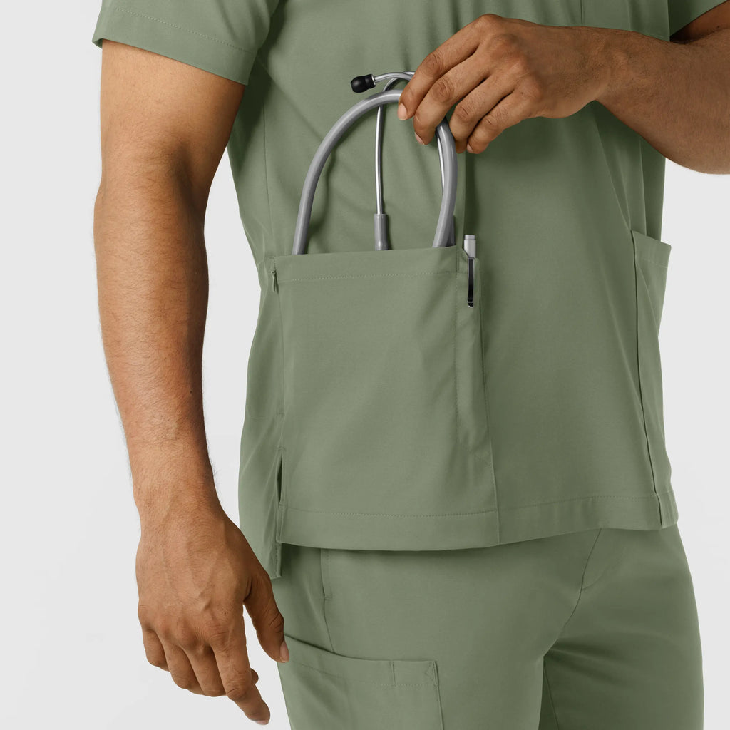 Wink Scrubs Men's Multi Pocket V-Neck Scrub Top Sage | scrub-supply.com