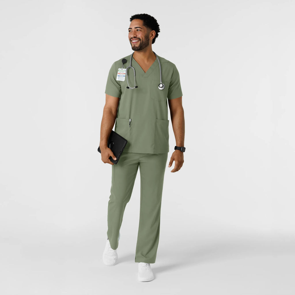 Wink Scrubs Men's Multi Pocket V-Neck Scrub Top Sage | scrub-supply.com