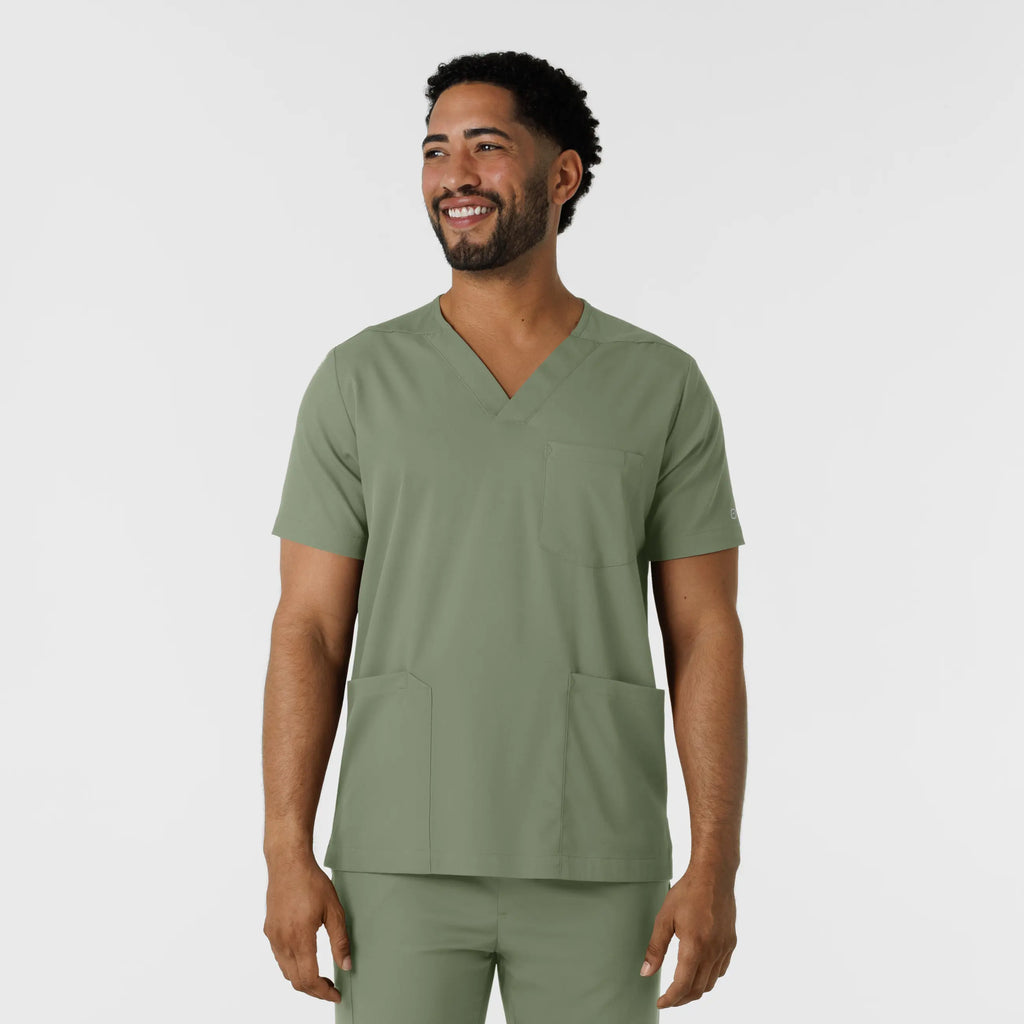 Wink Scrubs Men's Multi Pocket V-Neck Scrub Top Sage | scrub-supply.com