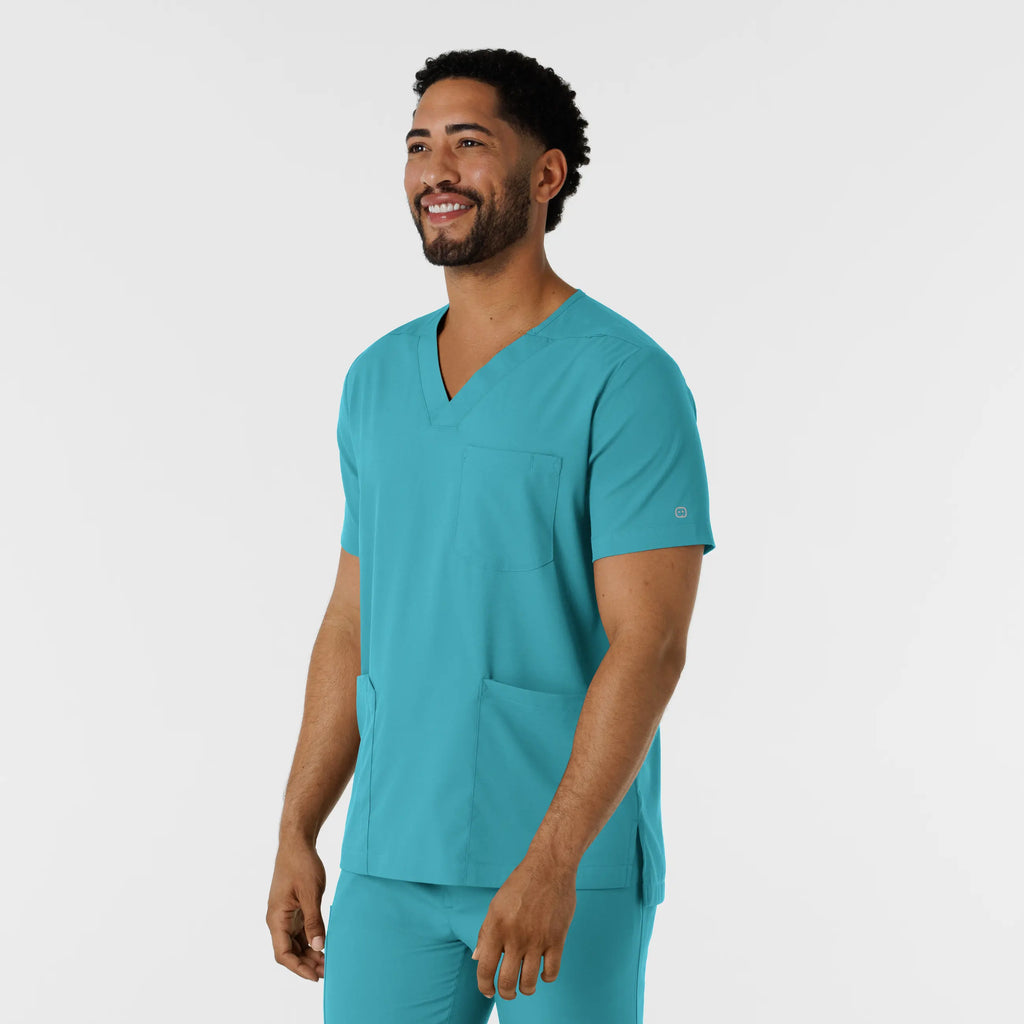 Wink Scrubs Men's Multi Pocket V-Neck Scrub Top Teal | scrub-supply.com