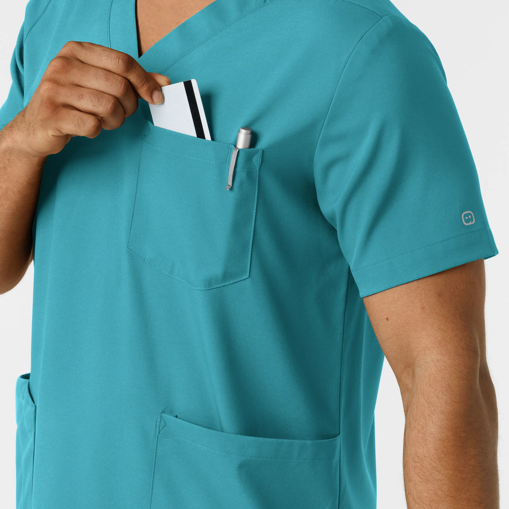 Wink Scrubs Men's Multi Pocket V-Neck Scrub Top Teal | scrub-supply.com