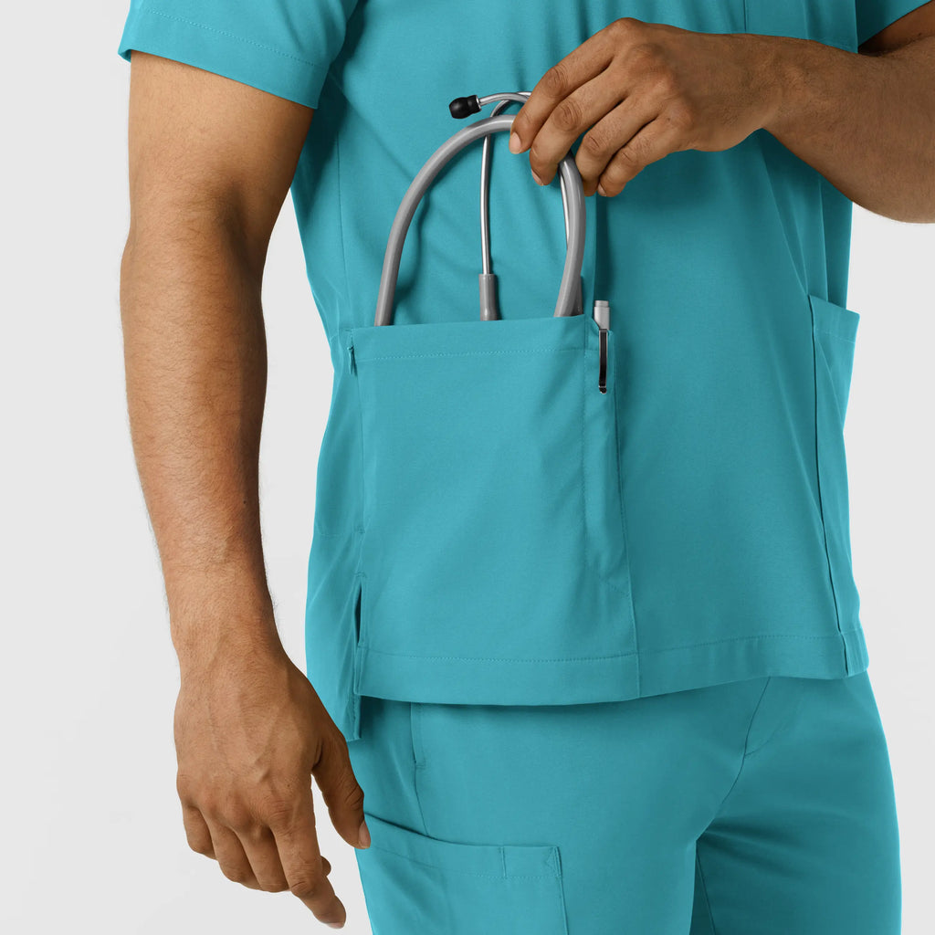 Wink Scrubs Men's Multi Pocket V-Neck Scrub Top Teal | scrub-supply.com