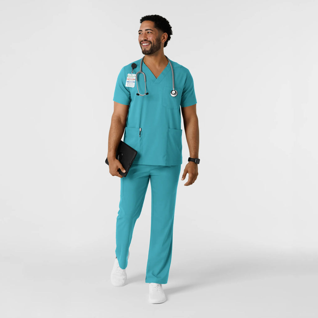 Wink Scrubs Men's Multi Pocket V-Neck Scrub Top Teal | scrub-supply.com