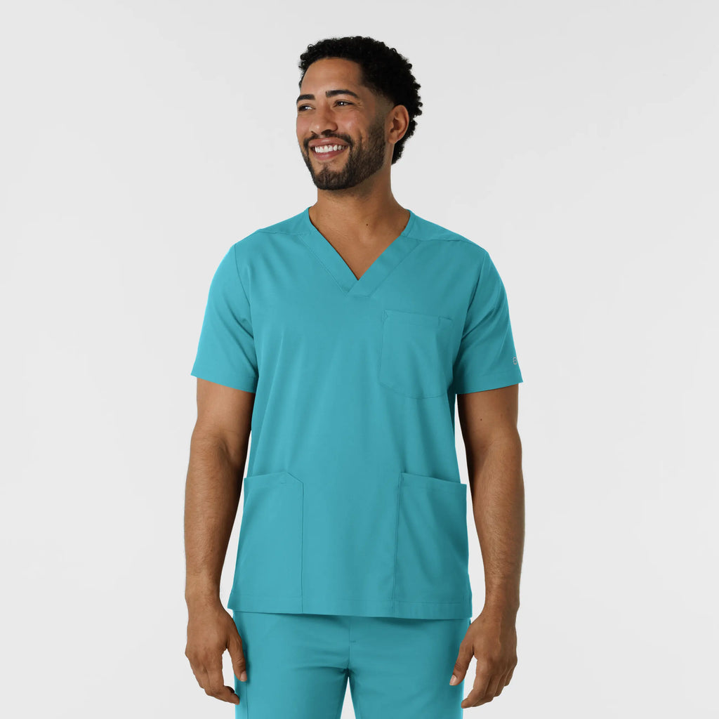 Wink Scrubs Men's Multi Pocket V-Neck Scrub Top Teal | scrub-supply.com