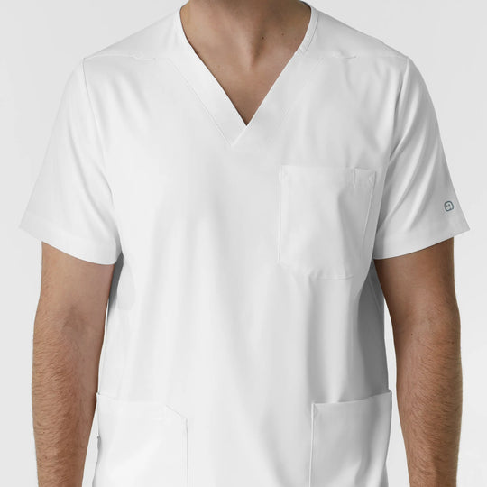 Wink Scrubs Men's Multi Pocket V-Neck Scrub Top White | scrub-supply.com
