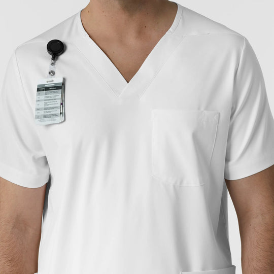 Wink Scrubs Men's Multi Pocket V-Neck Scrub Top White | scrub-supply.com