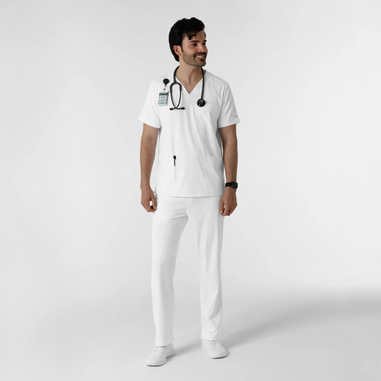 Wink Scrubs Men's Multi Pocket V-Neck Scrub Top White | scrub-supply.com