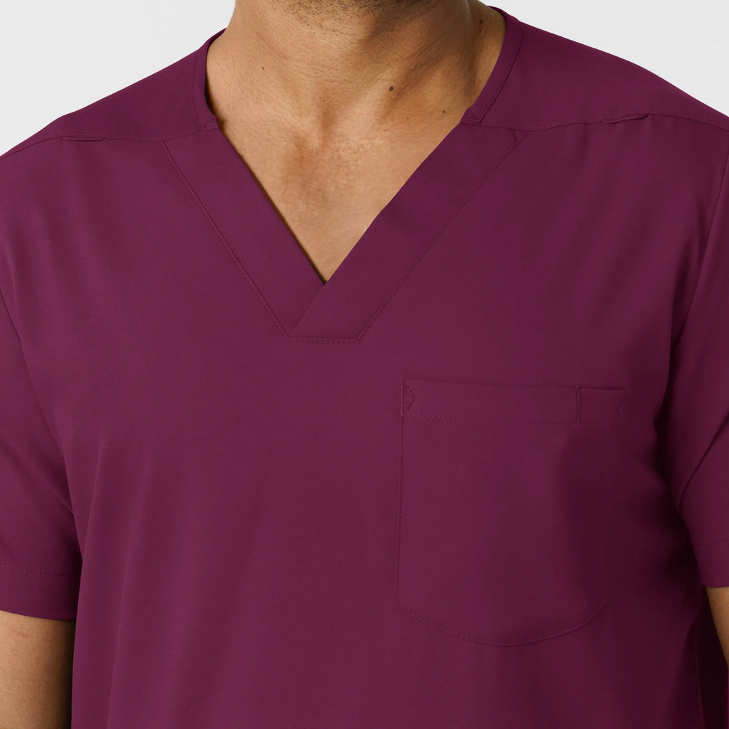 Wink Scrubs Men's Multi Pocket V-Neck Scrub Top Wine | scrub-supply.com