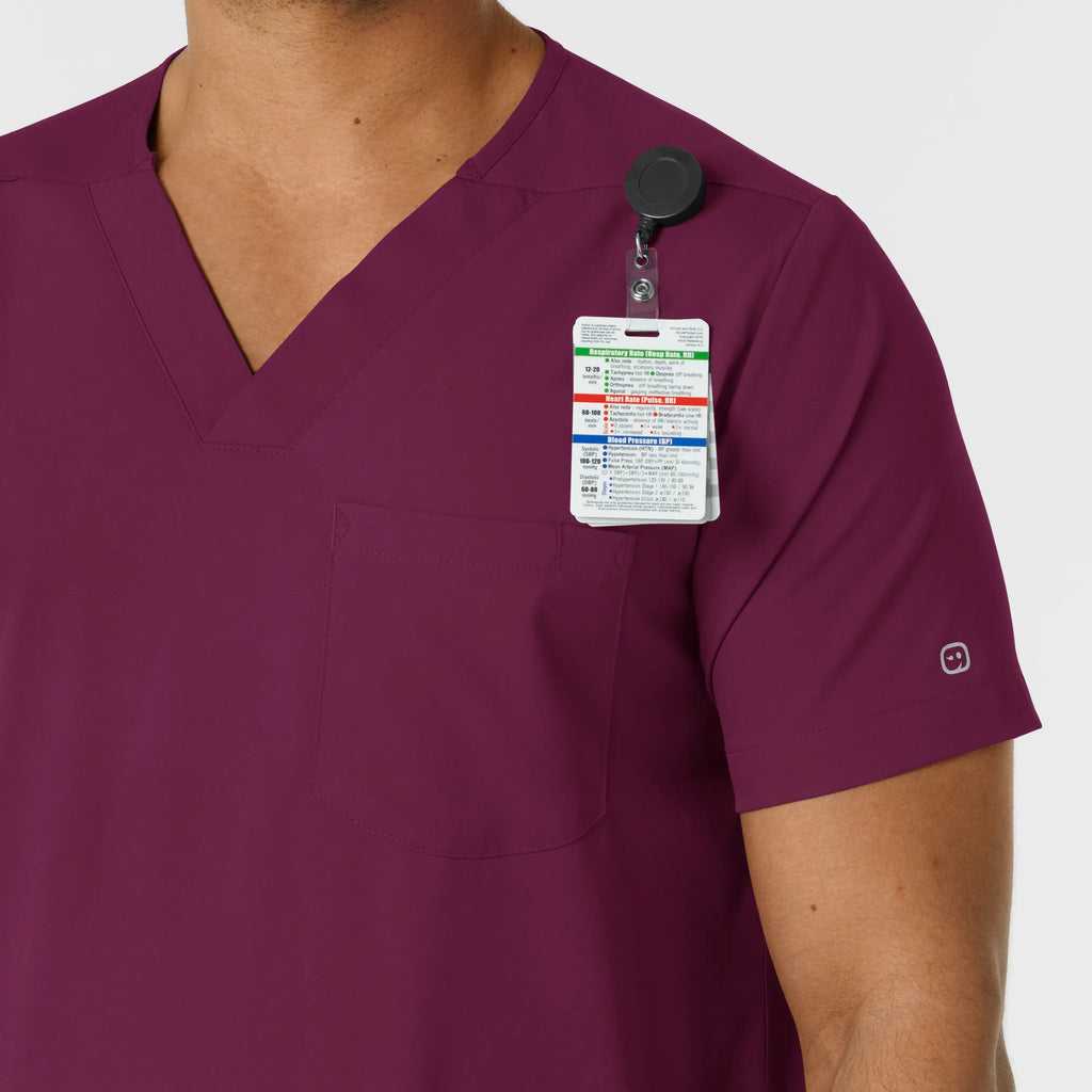 Wink Scrubs Men's Multi Pocket V-Neck Scrub Top Wine | scrub-supply.com