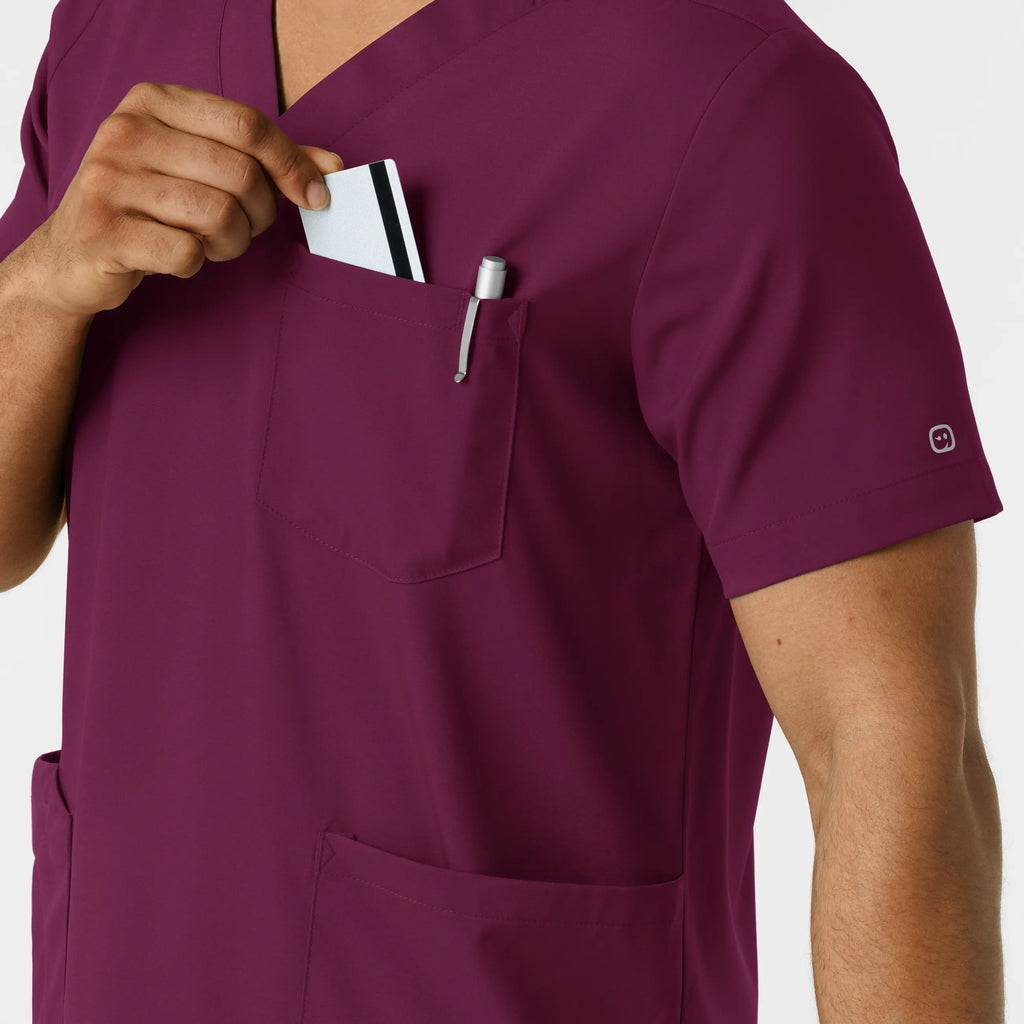 Wink Scrubs Men's Multi Pocket V-Neck Scrub Top Wine | scrub-supply.com