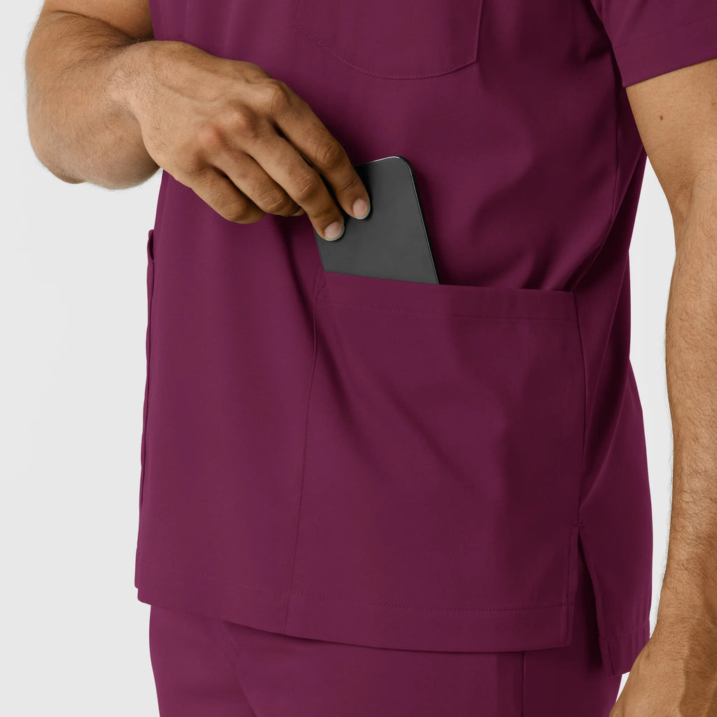 Wink Scrubs Men's Multi Pocket V-Neck Scrub Top Wine | scrub-supply.com