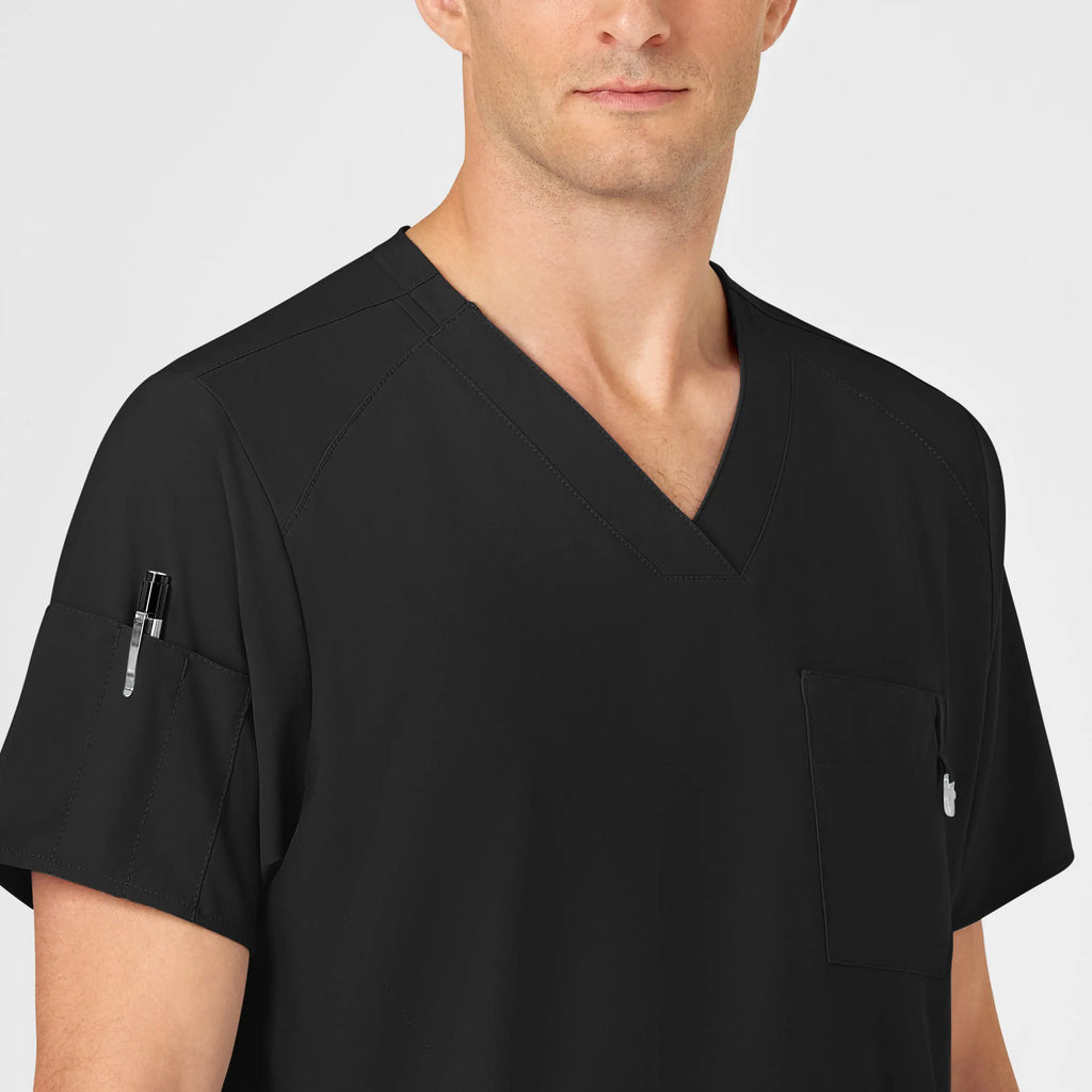 Wink Scrubs Men's W123 V-Neck Scrub Top Black | scrub-supply.com