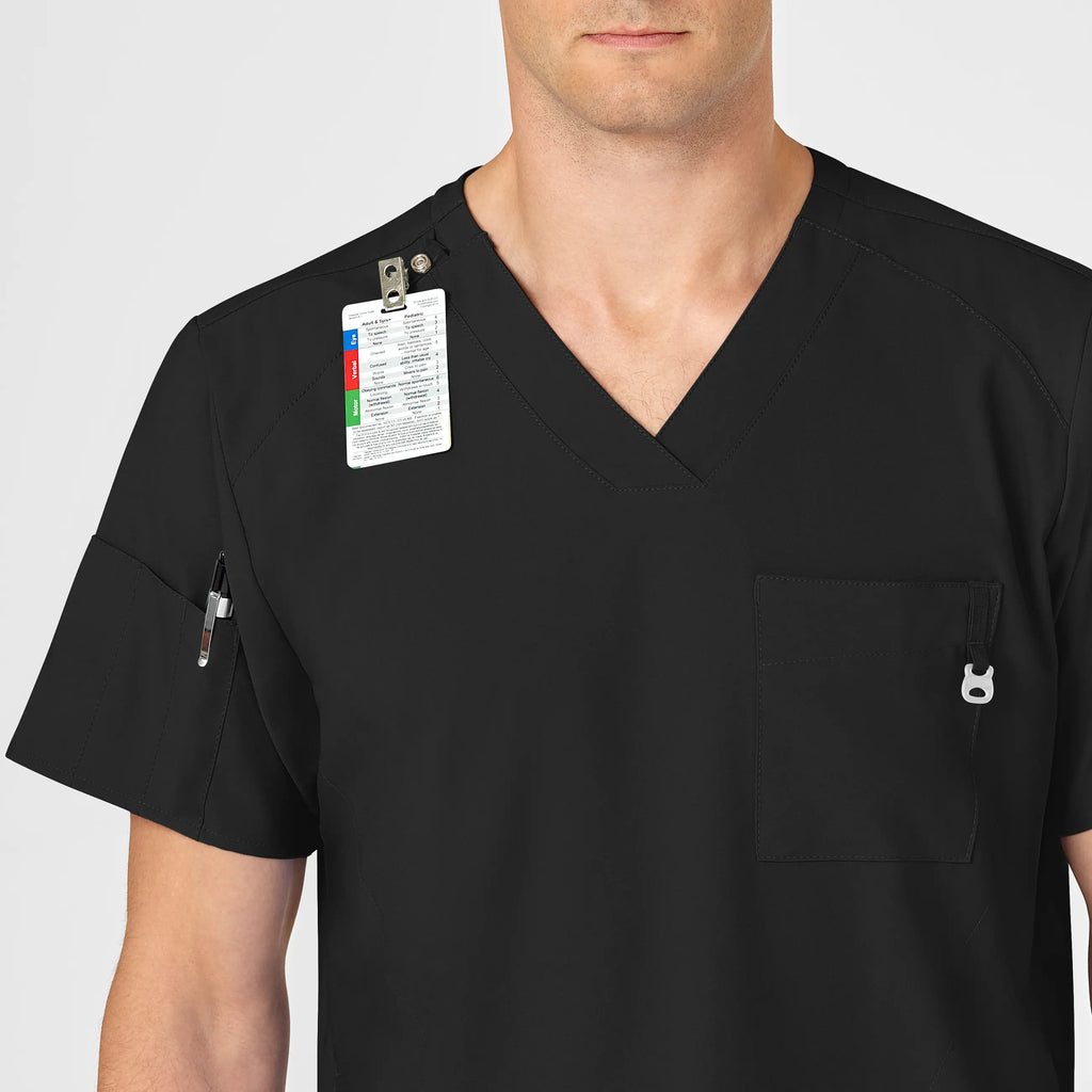 Wink Scrubs Men's W123 V-Neck Scrub Top Black | scrub-supply.com