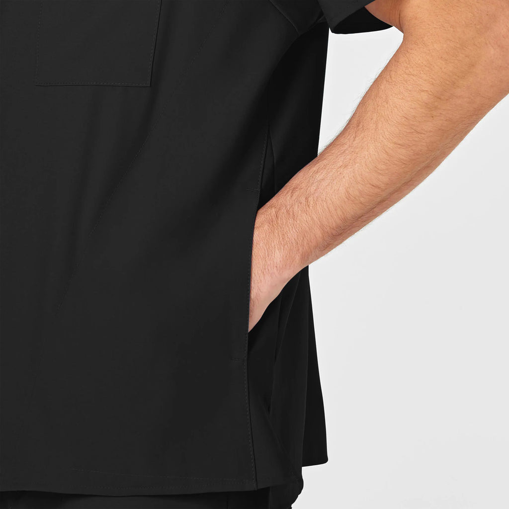 Wink Scrubs Men's W123 V-Neck Scrub Top Black | scrub-supply.com